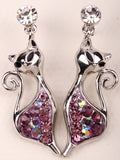 Crystal Cat Modern Earrings (7 Colors)