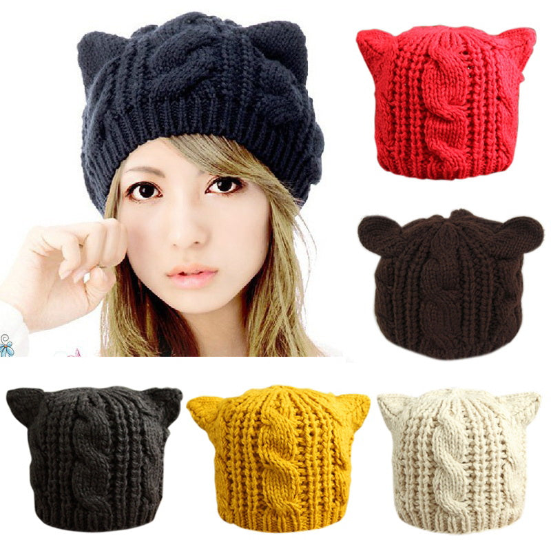 帽子 cat ear knit cap (blue&white) Y2K Star Cross Angel Wings White Cat Ear Knit Soft Pastel