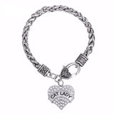 "Cat Lady" Heart Crystal Charm Bracelet