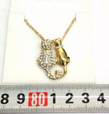 Two Cats Rhinestone Pendant Necklace (2 Colors)