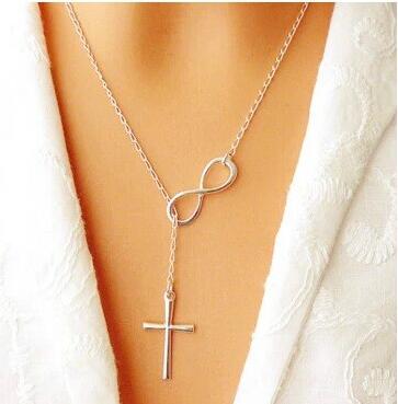 Faith Infinity Cross Lariat Necklace