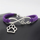 "Paw Print" Pet Love & Inifinity Charm Bracelet (10 Colors)