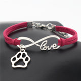 "Paw Print" Pet Love & Inifinity Charm Bracelet (10 Colors)