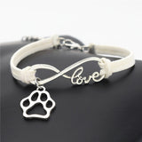 "Paw Print" Pet Love & Inifinity Charm Bracelet (10 Colors)