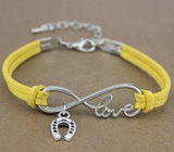 Horse Love & Infinity Horseshoe Charm Bracelet (9 Colors)