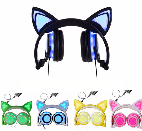 "Cat Ears" Rechargeable LED Lighted Headphones (5 Colors)