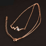 Nurses Rose Gold Crystal ECG Heartbeat Jewelry Set