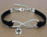 Horse Love & Infinity Horseshoe Charm Bracelet (9 Colors)
