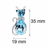 Crystal Cat Pendant Necklace (9 Colors)