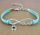 Horse Love & Infinity Horseshoe Charm Bracelet (9 Colors)