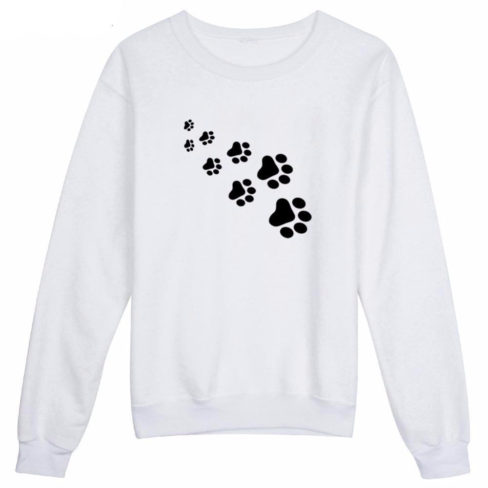 売れ筋商品|||エルエーポップアート カットソー トップス レディース Women's Dog Paw Prints Word Art Hooded Sweatshirt Black Cat & Dog Paw Prints