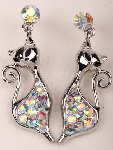 Crystal Cat Modern Earrings (7 Colors)