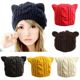 "Cat Ears" Knitted Beanie Hat (6 Colors)