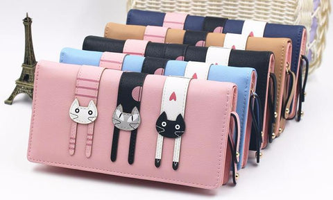 "Cat Trio" Fashion Wallet (5 Colors )