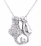 Two Cats Rhinestone Pendant Necklace (2 Colors)