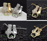 Two Cats Rhinestone Pendant Necklace (2 Colors)