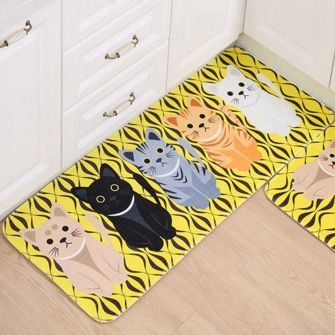 Cats Welcome Floor Mats Animal Cat Printed Bathroom Kitchen