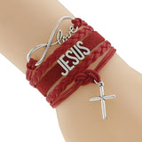 "Jesus" Love & Infinity Cross Charm Bracelet (7 Colors)
