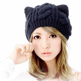 "Cat Ears" Knitted Beanie Hat (6 Colors)
