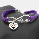 "Paw Print BFF" Pet Love & Inifinity Heart Charm Bracelet (10 Colors)