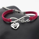 "Paw Print BFF" Pet Love & Inifinity Heart Charm Bracelet (10 Colors)