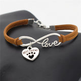 "Paw Print BFF" Pet Love & Inifinity Heart Charm Bracelet (10 Colors)