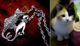 Two Cats Rhinestone Pendant Necklace (2 Colors)