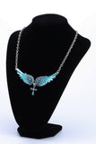 Angel Wings Cross Crystal Necklace (10 Colors)