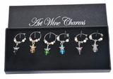 Angel Glass Wine Charms (Gift Box of 6)