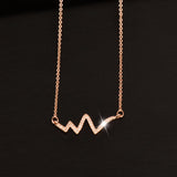 Nurses Rose Gold Crystal ECG Heartbeat Jewelry Set