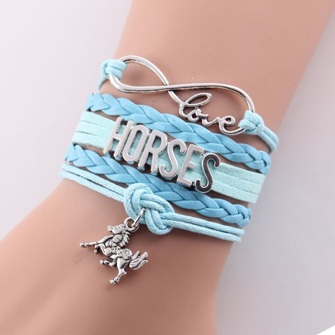 Horse Love & Infinity Charm Bracelet (9 Colors)