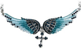 Angel Wings Cross Crystal Necklace (10 Colors)