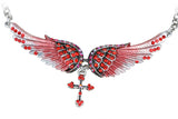 Angel Wings Cross Crystal Necklace (10 Colors)