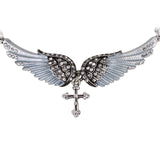 Angel Wings Cross Crystal Necklace (10 Colors)