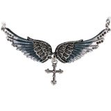 Angel Wings Cross Crystal Necklace (10 Colors)