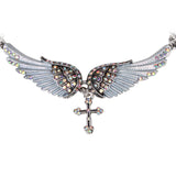 Angel Wings Cross Crystal Necklace (10 Colors)