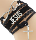 "Jesus" Love & Infinity Cross Charm Bracelet (7 Colors)