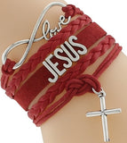 "Jesus" Love & Infinity Cross Charm Bracelet (7 Colors)