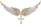 Angel Wings Cross Crystal Necklace (10 Colors)