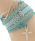 "Jesus" Love & Infinity Cross Charm Bracelet (7 Colors)