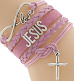 "Jesus" Love & Infinity Cross Charm Bracelet (7 Colors)