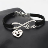 "Paw Print BFF" Pet Love & Inifinity Heart Charm Bracelet (10 Colors)