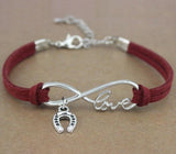 Horse Love & Infinity Horseshoe Charm Bracelet (9 Colors)