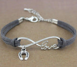 Horse Love & Infinity Horseshoe Charm Bracelet (9 Colors)
