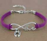 Horse Love & Infinity Horseshoe Charm Bracelet (9 Colors)