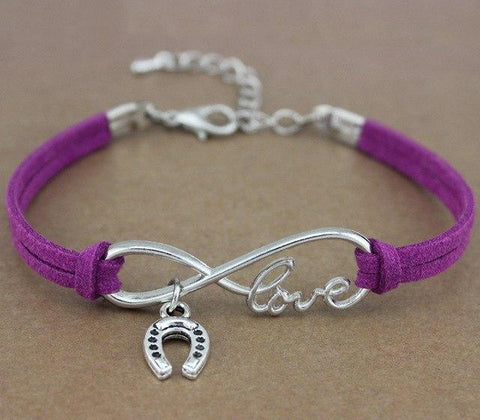 Horse Love & Infinity Horseshoe Charm Bracelet (9 Colors)