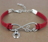 Horse Love & Infinity Horseshoe Charm Bracelet (9 Colors)