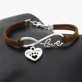 "Paw Print BFF" Pet Love & Inifinity Heart Charm Bracelet (10 Colors)