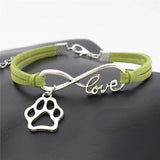 "Paw Print" Pet Love & Inifinity Charm Bracelet (10 Colors)