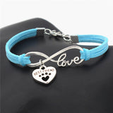 "Paw Print BFF" Pet Love & Inifinity Heart Charm Bracelet (10 Colors)